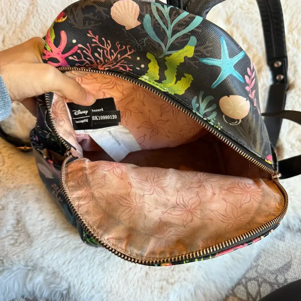 Loungefly‎ Disney Ariel The Little Mermaid Mini Backpack Flounder & Sebastian